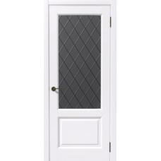 Дверь межкомнатная Дубрава Сибирь Симфония Софт ЛИРА белая, стекло графит